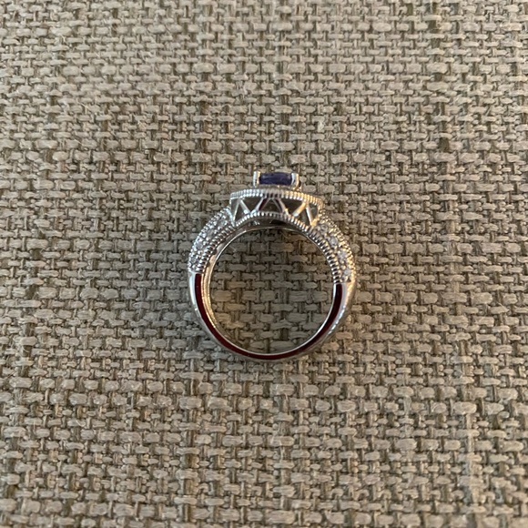 New in box tanzanite diamond cz silver plated ring 6 - Picture 3 of 5